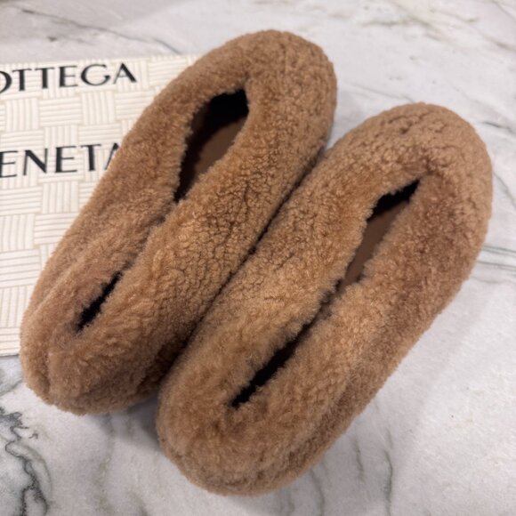 Bottega Veneta brown shearling fur flat  shoes 36 - Picture 6 of 8